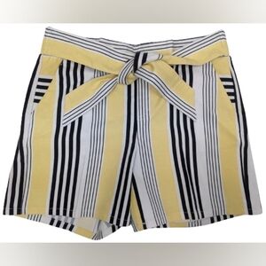 INC International Concept women's linen blend striped belted shorts size XS